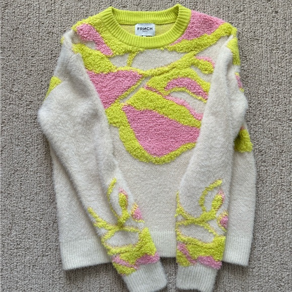 Excellent condition FRNCH Women's Sweater, size small, pink and yellow! - Picture 3 of 13